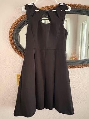 Betsey Johnson Black Sleeveless Fit-and-Flare Dress with Strappy Cutout